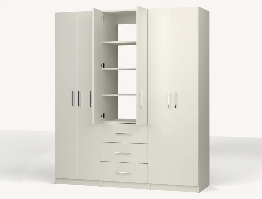 Several wardrobe cabinets in one order, planned and cut as one job.